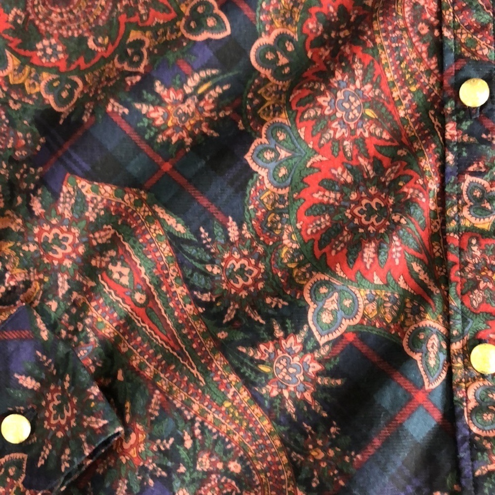 Chaps Womens Button Front Blouse Multi-Color Pais… - image 7